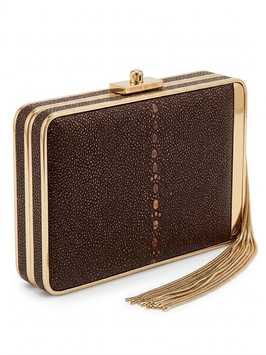 henri bendel Handbags - Henri Bendel Stingray-Embossed Box Clutch/ Crossbody RARE